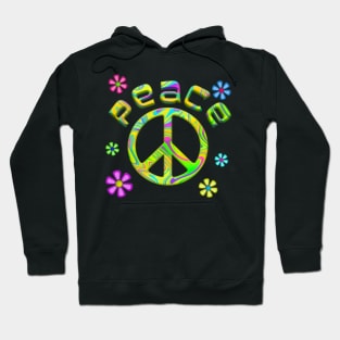 RetroTie Dye Peace Sign with Flowers Hoodie